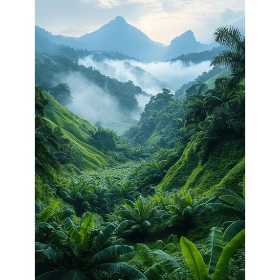 Tropical Rainforest Landscape Canvas Print/Wall Art, Suitable for Living Room, Hotel, and Yoga Studio Decoration.