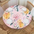 thumbnail image 1 of Tropical Rainforest Plant Round Fitted Tablecloth Flower Elastic Edged Waterproof Table Cloth Dining Table Decoration Accessorie, 1 of 7