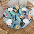 thumbnail image 1 of Tropical Rainforest Plant Round Fitted Tablecloth Flower Elastic Edged Waterproof Table Cloth Dining Table Decoration Accessorie, 1 of 7
