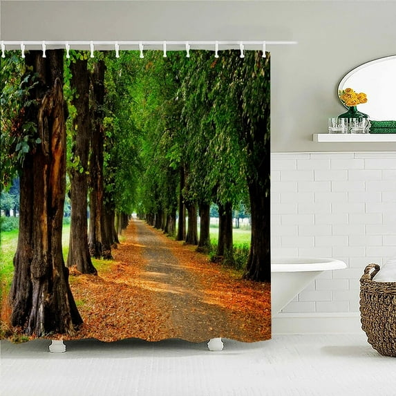 Tropical Rainforest Printed Fabric Shower Curtains Forest landscape Bath Screen Waterproof Products Bathroom Decor with 12