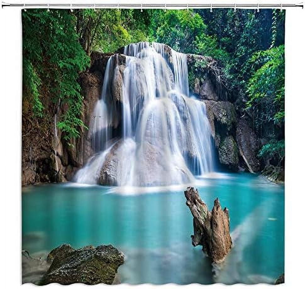 Tropical Rainforest Shower Curtain Jungle Forest Green Palms Leaves