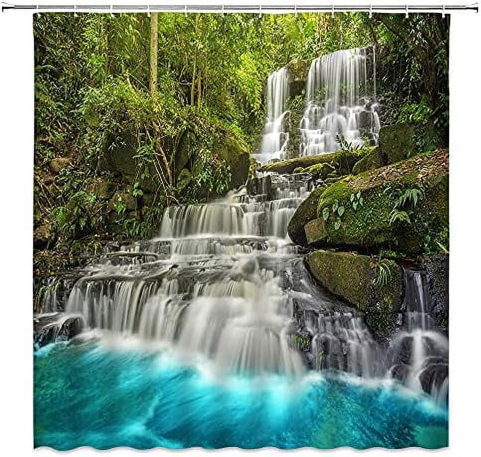 Tropical Rainforest Shower Curtain Jungle Forest Green Palms Leaves