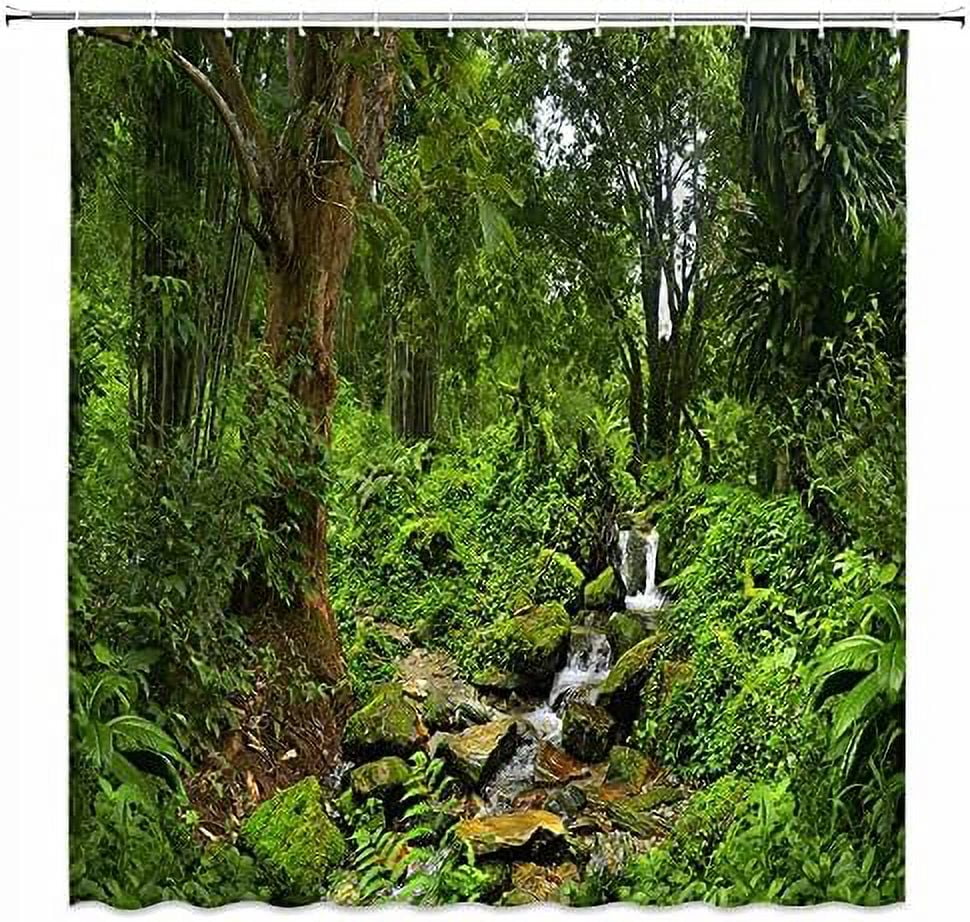 Tropical Rainforest Shower Curtain Jungle Green Forest Tree Plants