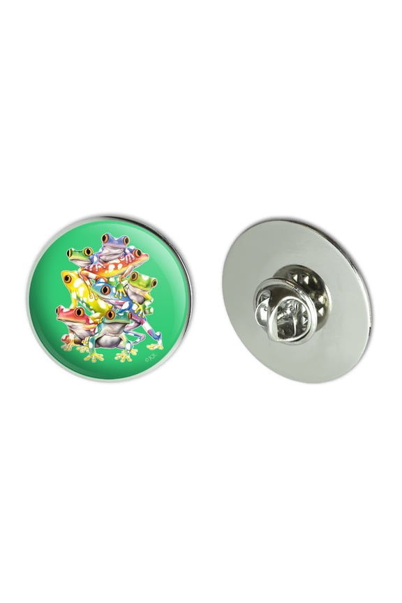 Tropical Rainforest Tree Frog Balancing Act Metal 1.1" Tie Tack Hat Lapel Pin Pinback