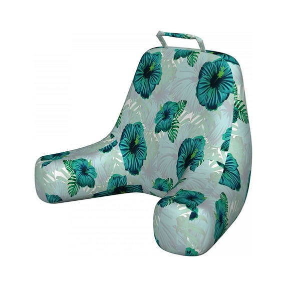 Tropical Reading Pillow Cover, Hawaiian Exotic Jungle Hibiscus Flower, Unstuffed Printed Bed Rest Case from Soft Fabric, XL Size, Seafoam Teal, by Ambesonne