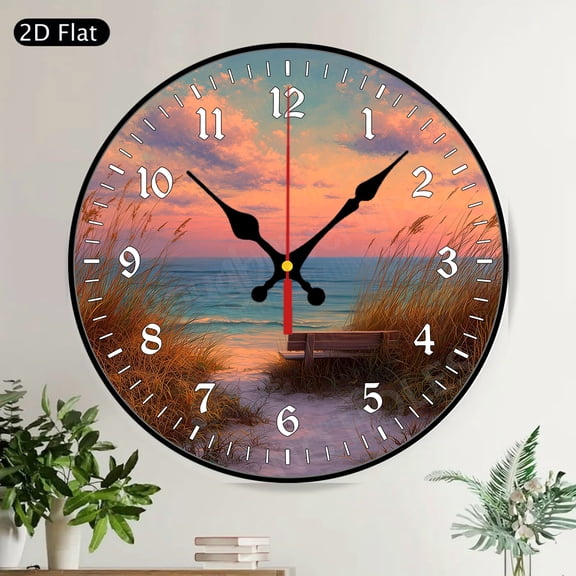 Tropical Red Hibiscus Zebra Print Welcome Round Wall Clock Silent Non Ticking Home Decor