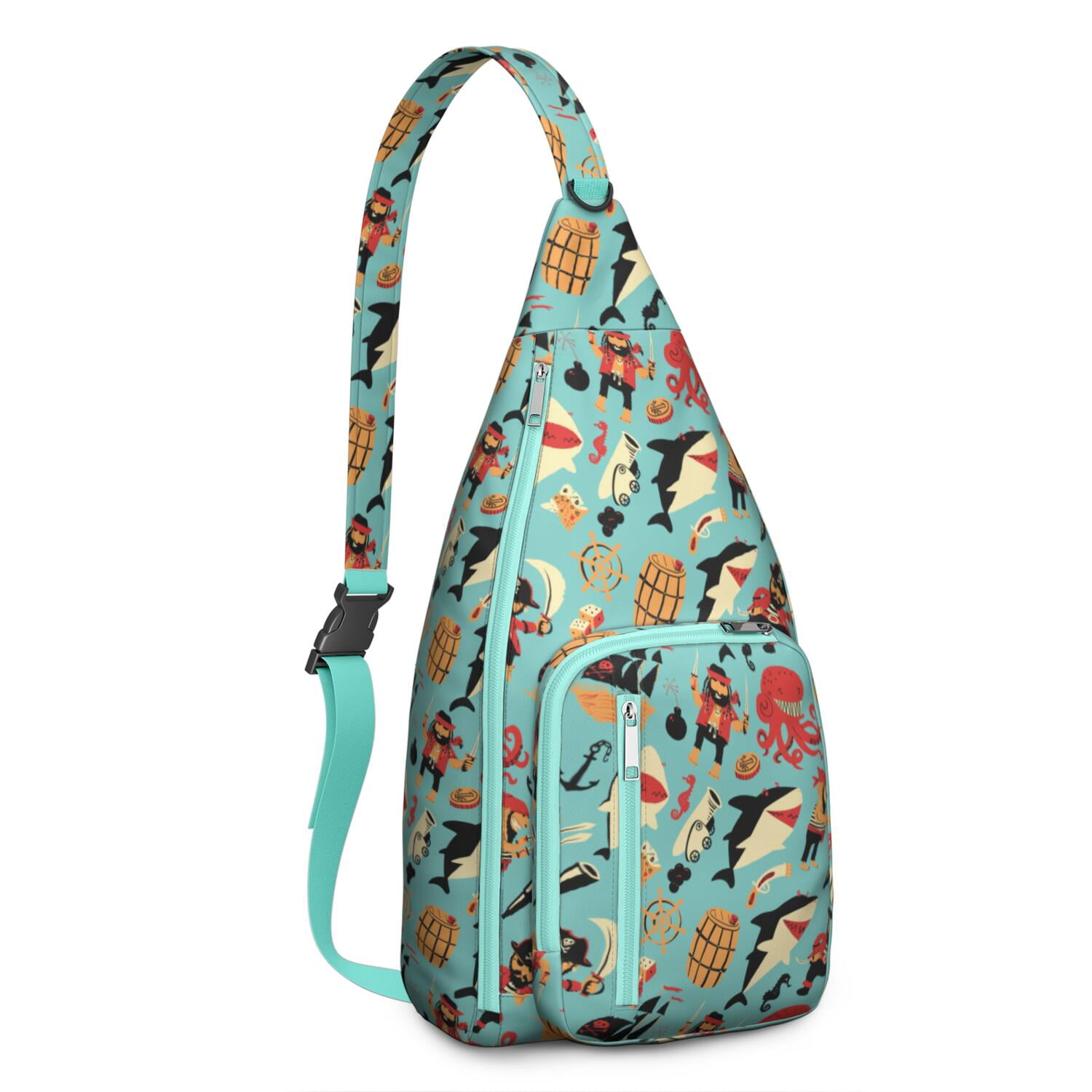 Tropical Reef Shark Sling Bag&nbsp;- Colorful Coral Environment Pattern
