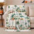 thumbnail image 1 of Tropical Retro Camper Beach Scene Whimsical Illustration Of, Rustic Camping Scene, Warm Flannel Blanket for Cabin and Lodge, Outdoor Lovers Camping Gift, Rustic Home Decor, 1 of 7