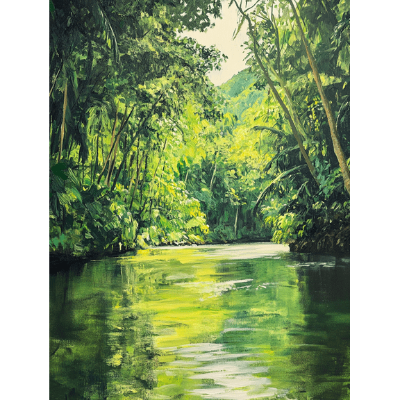 Tropical River Landscape Canvas Print/Wall ArtSuitable for Living RoomBedroomBathroomOfficeHotel Decoration