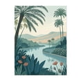 thumbnail image 1 of Tropical River Landscape - Illustration Tropical Palm Tree Landscape Botanical Nature Floral Unframed Wall Art Print 20 x 28 inches, 1 of 4