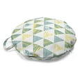 thumbnail image 1 of Tropical Round Floor Cushion with Handle, Triangle Shapes and Inner Foliage Leaves Stripes Grunge Modern Art, Pillow for Living Room & Dorms, 18" Round, Pale Green and Cadet Blue, by Ambesonne, 1 of 4
