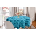 thumbnail image 1 of Tropical Round Tablecloth, Palm Trees Island Exotic Branches on Ocean Waves Holiday Beach, Circle Table Cloth Cover for Dining Room Kitchen Decor, 60", Petrol Blue Blue, by Ambesonne, 1 of 1