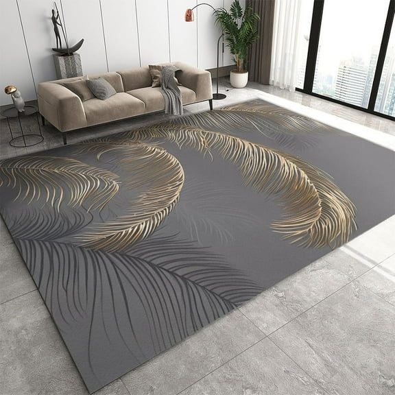 Tropical Rugs, Golden Rainforest Botanical Palm Leaf Washable Area Rug, with Non-slip Backing Breathable Durable Foldable Carpet for Apartment Office Room Decor Mats 2ft x 3ft