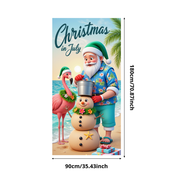 Tropical Santa Core Keywords Christmas in July Themed Flamingo Beach Holiday Party Fun Banner for Summer Celebration Beach Party Event Decor