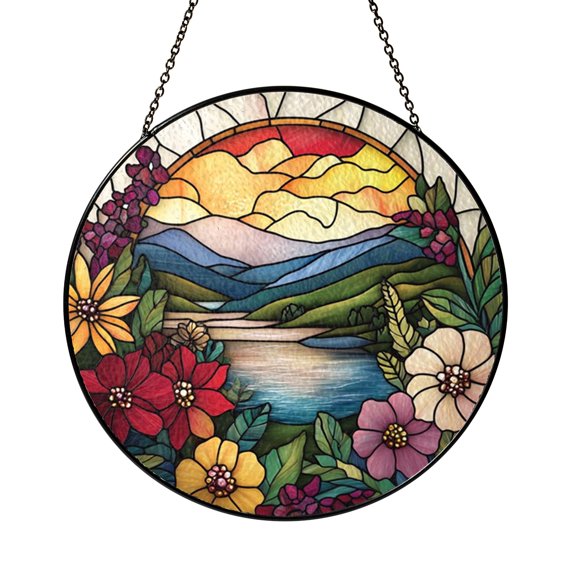 Tropical Scenery Suncatcher for Window Hanging, Vibrant Light Catcher Home Decor, Relaxing Island View Accent Gift for Her