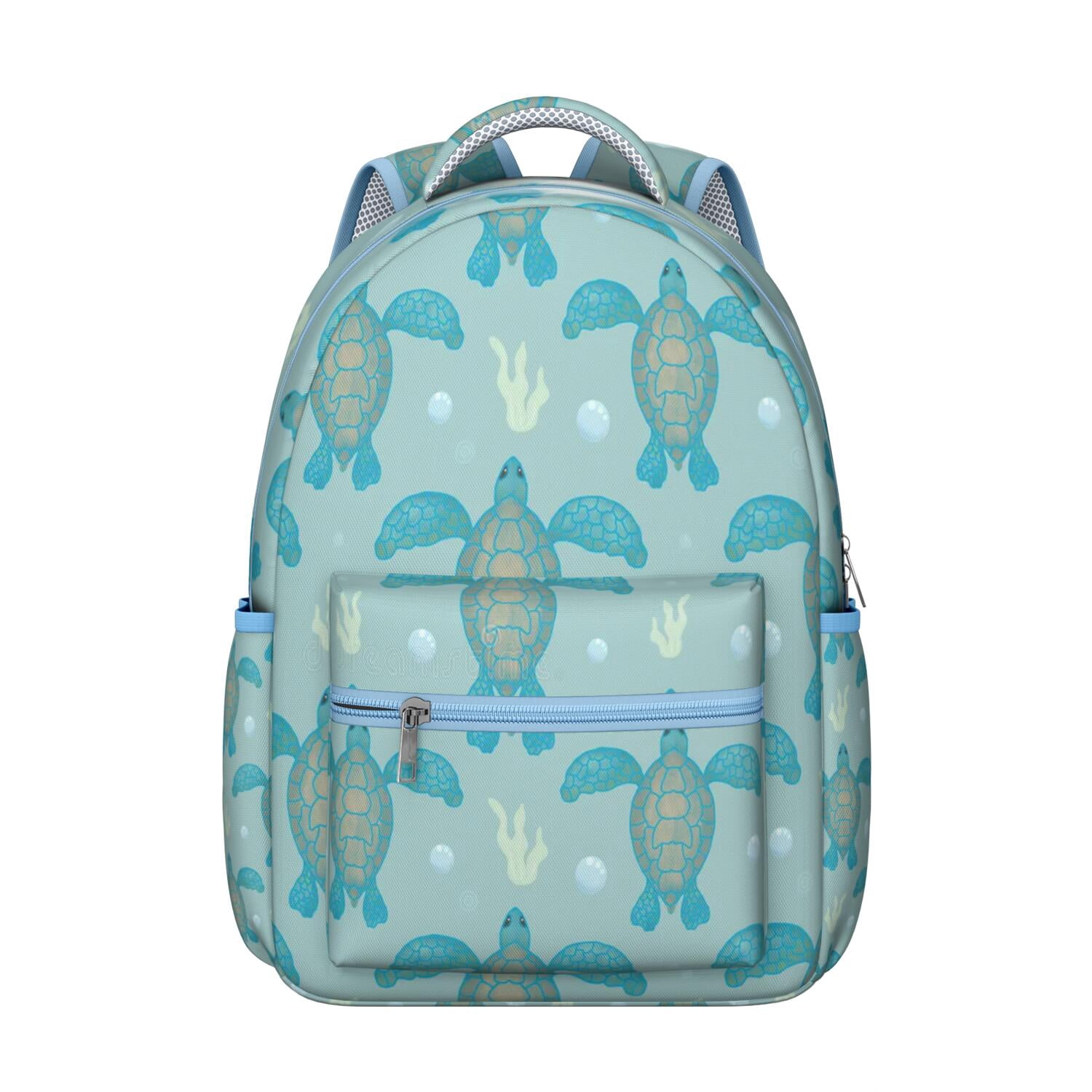 Stylish Small Backpack for School with Sea, Sun, and Turtle Motif ...