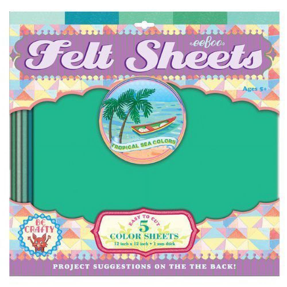 Tropical Sea Colors Teal Blue Green Felt Sheets, 5 sheets, by