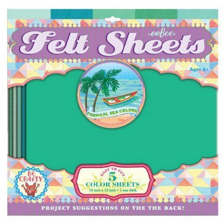 Tropical Sea Colors Teal Blue Green Felt Sheets, 5 sheets, by eeBoo 