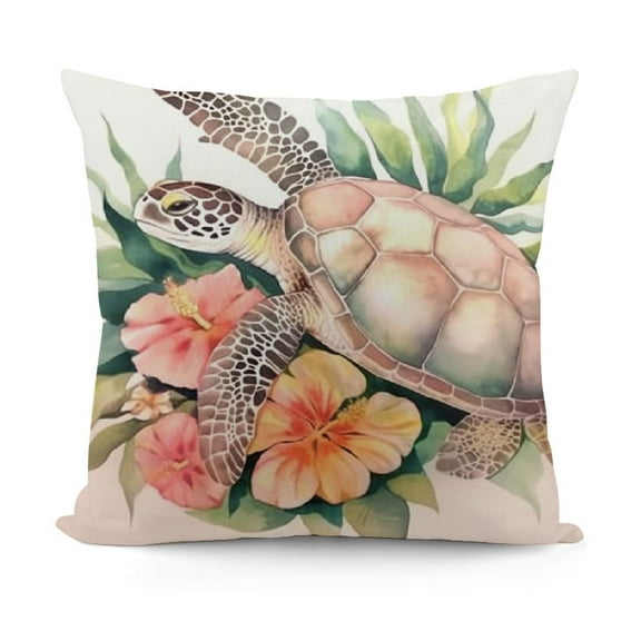 Tropical Sea Turtle Design by Birch&amp;Ink Throw Pillow, , Pink