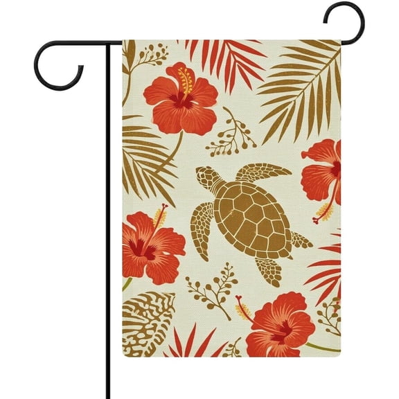 Tropical Sea Turtle Garden Flag Double Sided 12x18 Inch Small Burlap Outdoor Welcome Yard Decoration