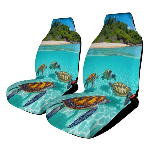 Tropical Sea Turtles Swimming Car Seat Covers,Universal Auto Front Seats Protector Fits for Car,SUV Sedan,Truck