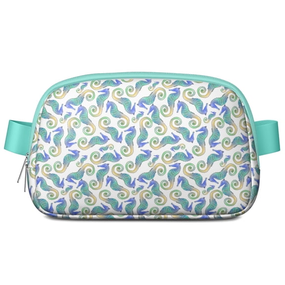 Tropical Seahorse Fanny Pack for Women – Cute Cartoon Marine Life Waist Bag with Coral Reef, Starfish, Seashells & Coastal Ocean Design