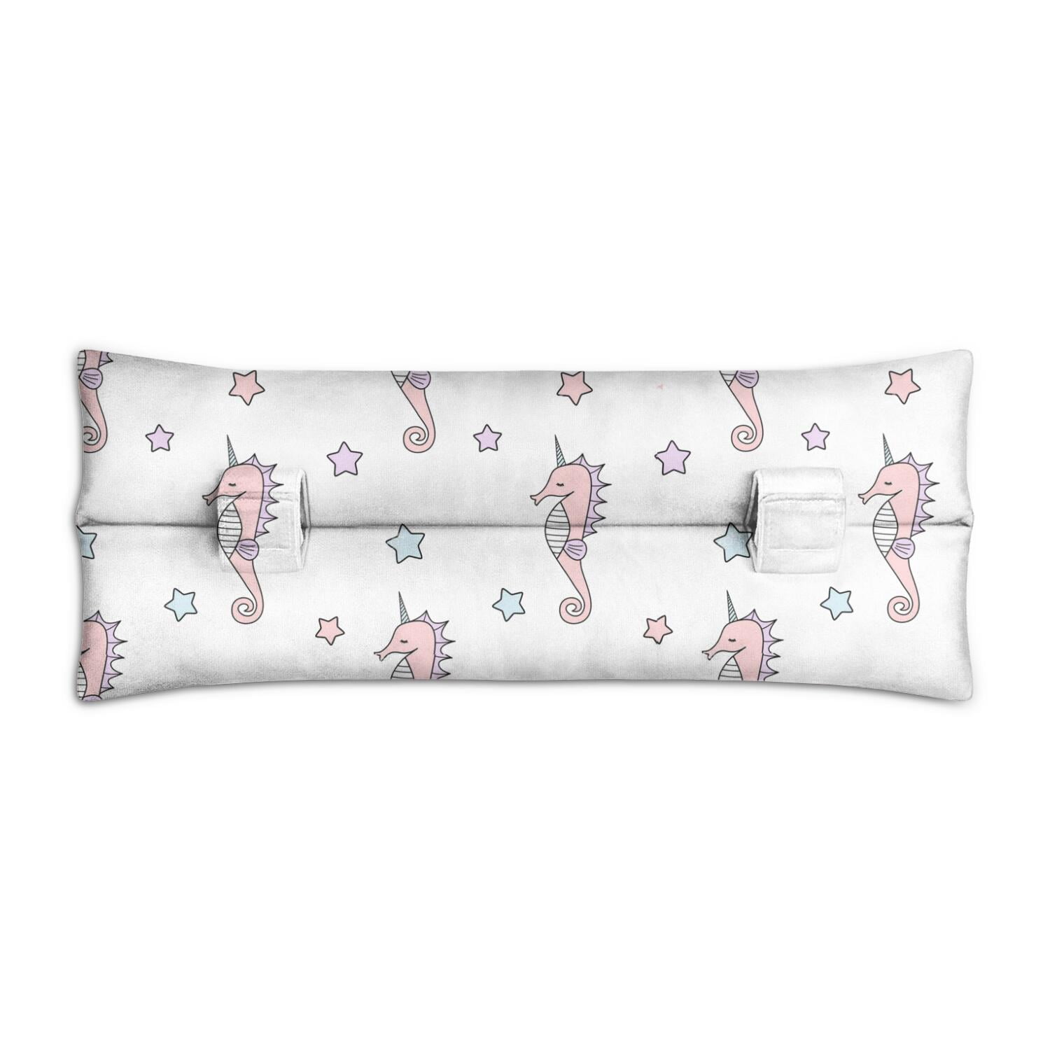 Tropical Seahorse Seat Belt Cushion for Post-Surgery Recovery - Plush Mastectomy Pillow with Coastal Marine Life Prints, Pressure Relief Pad for Women