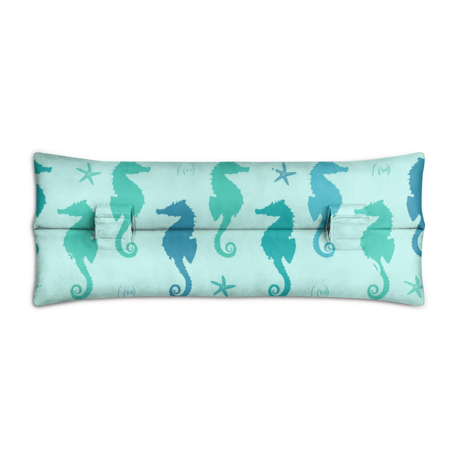 Tropical Seahorse Seat Belt Cushion for Post-Surgery Recovery - Plush Mastectomy Pillow with Coastal Marine Life Prints, Pressure Relief Pad for Women