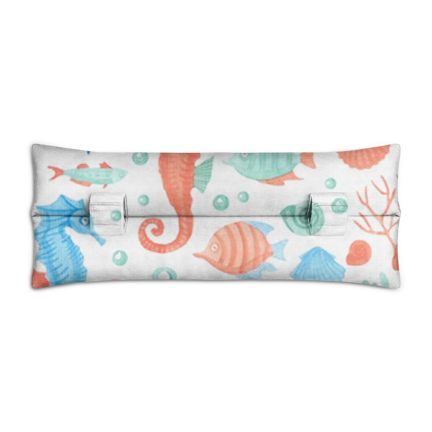Tropical Seahorse Seat Belt Cushion for Post-Surgery Recovery - Plush Mastectomy Pillow with Coastal Marine Life Prints, Pressure Relief Pad for Women