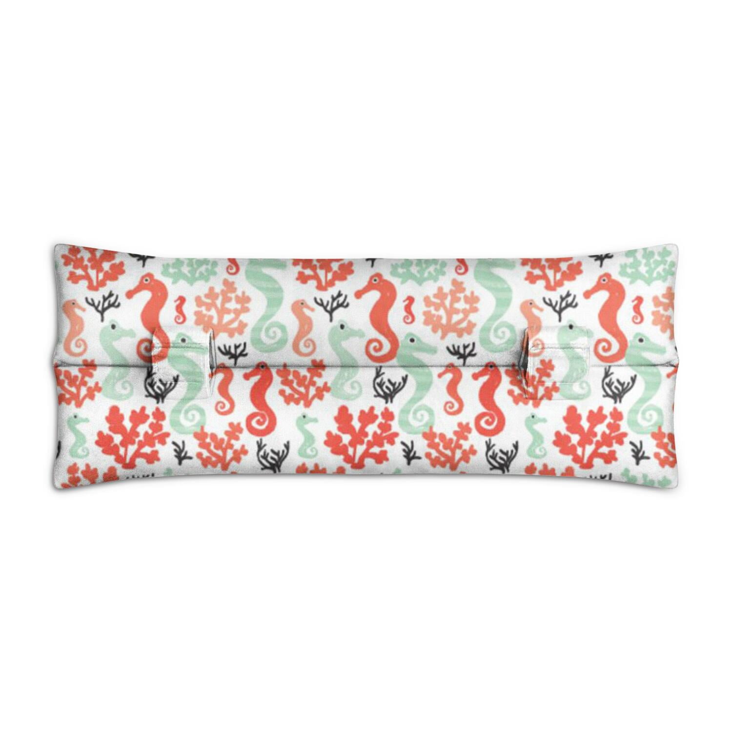 Tropical Seahorse Seat Belt Cushion for Post-Surgery Recovery - Plush Mastectomy Pillow with Coastal Marine Life Prints, Pressure Relief Pad for Women