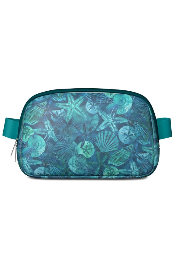 Tropical Seahorse & Starfish Waist Bag – Cute Beach Fanny Pack with Seashells, Marine Fish, Coral Reef Print for Seaside Summer Adventures