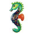 thumbnail image 1 of Tropical Seahorse Tiki Decor Haitian Metal Wall Art Teal Green, 1 of 1