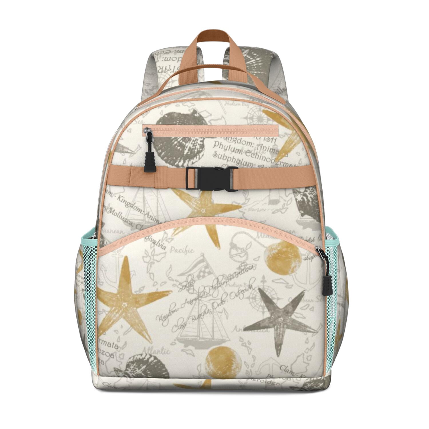 Tropical Seashell Beach Students Backpack with Nautical Shell, Starfish ...
