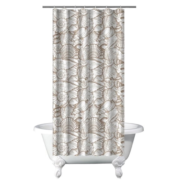 Tropical Seashell Shower Curtain - Vibrant Marine Life Ocean-Themed Fabric with 12 Rustproof Hooks, Waterproof Bathroom Decor for 36x72in