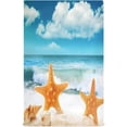 thumbnail image 1 of Tropical Seashell Starfish Tea Towels Set of 6 Sandy Beach Seaside Kitchen Dish Cloth with Hanging Loop, 18"x28"Lint-Free Absorbent Towel for Kitchen Drying Wiping and Cleaning, 1 of 7