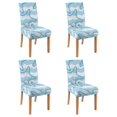 thumbnail image 1 of Tropical Seashells and Fish Pattern Dining Chair Covers Set of 4, Stretch Washable Polyester Kitchen Slipcovers, Removable Seat Protector for Ocean or Seaside Use, 1 of 4