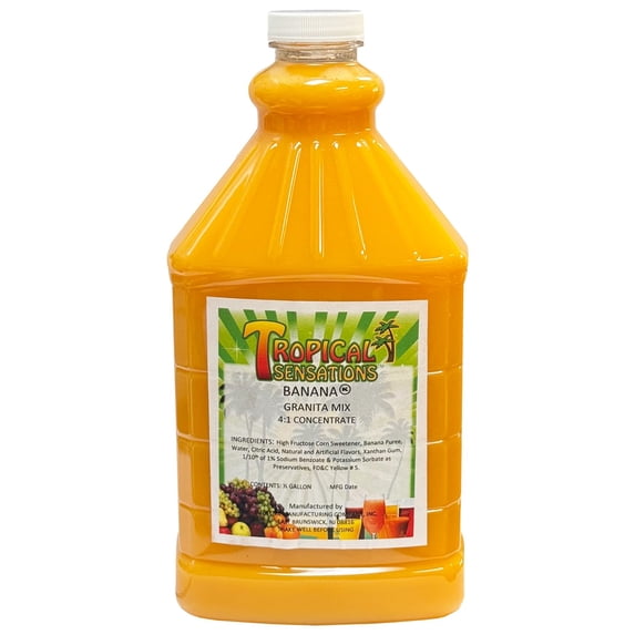Tropical Sensations Banana Daiquiri Granita Mix – 64 oz Bottle – Frozen Banana Drink Mix Concentrate for Slush Machines