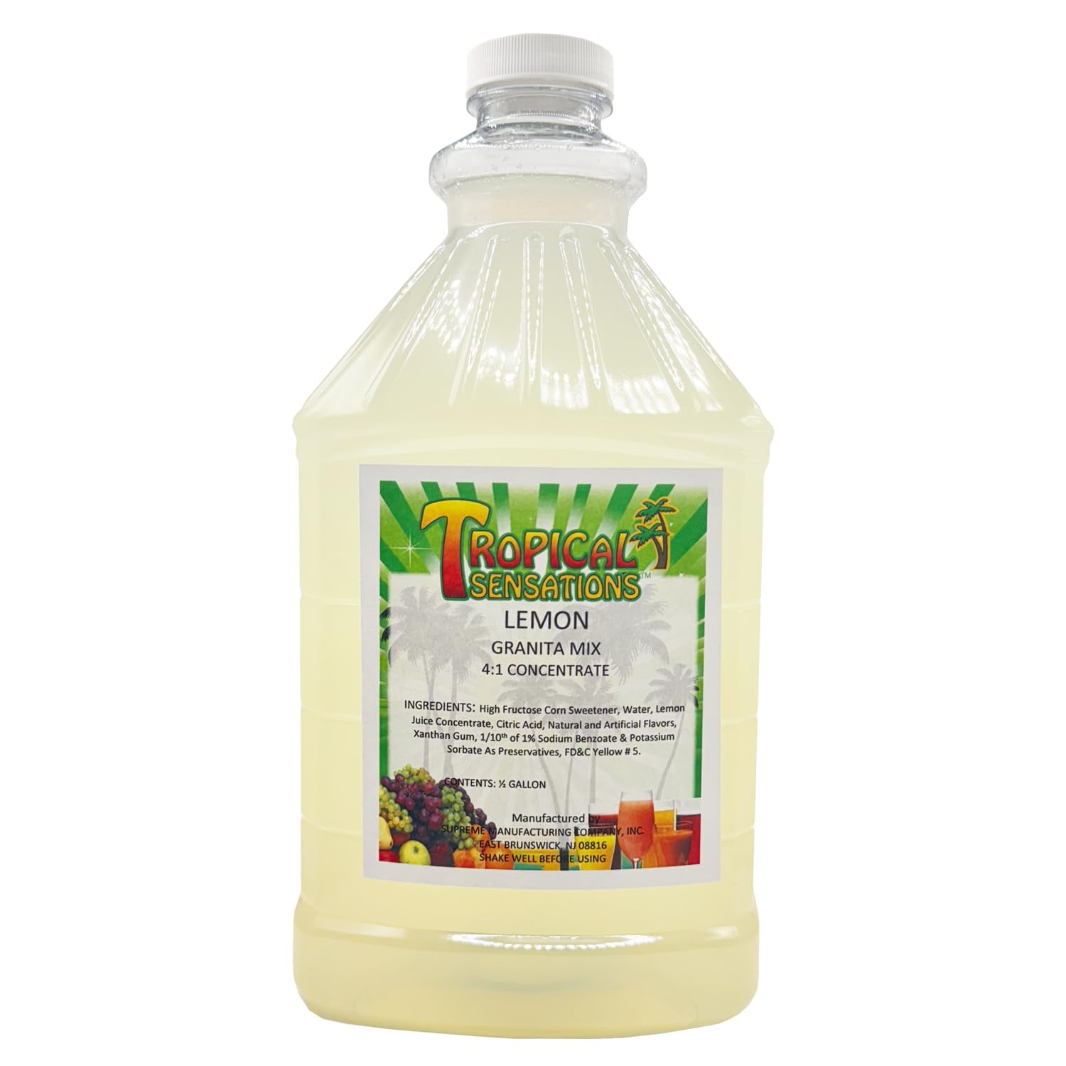 Tropical Sensations Lemon Granita Slushie Mix  64 oz Bottle  Non-Alcoholic Frozen Drink Mix for Slush Machines