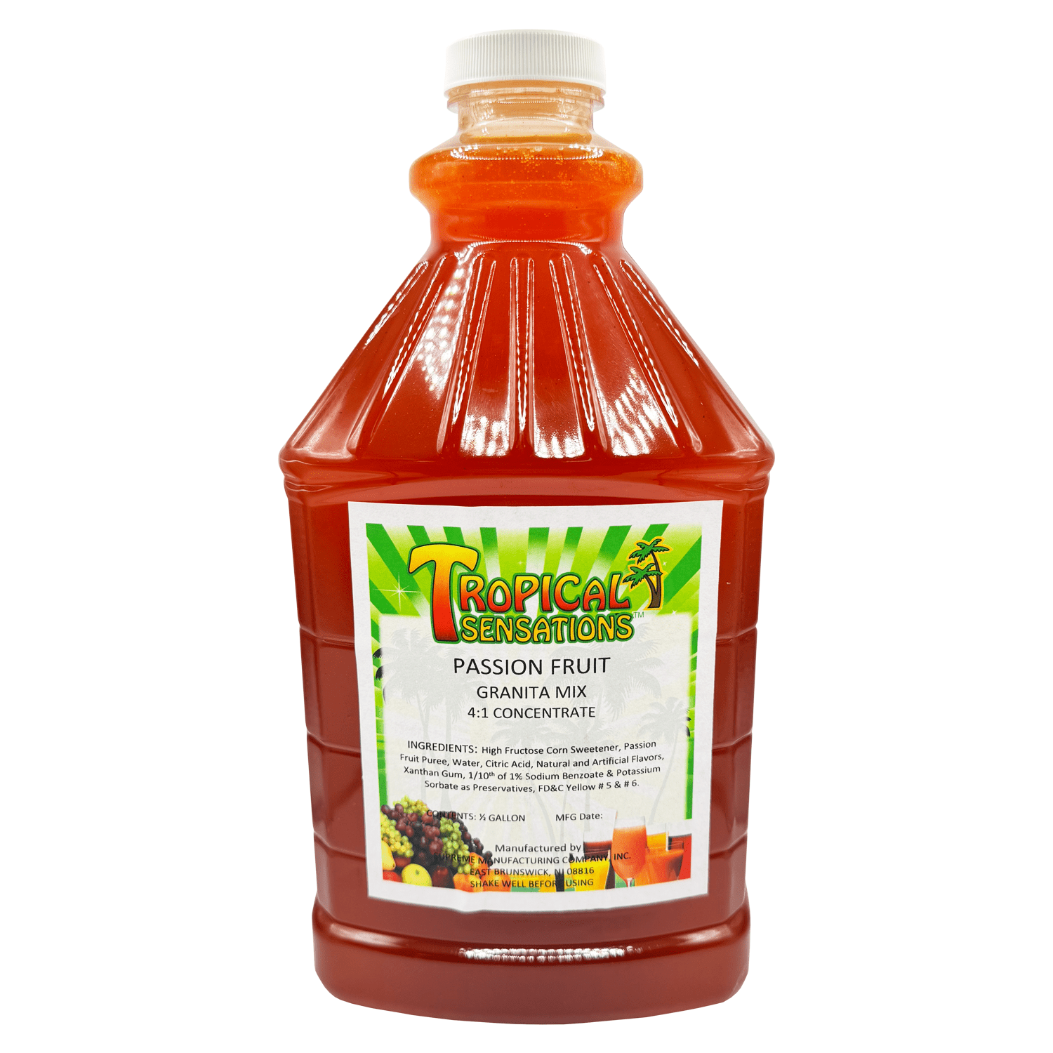 Tropical Sensations Passion Fruit Granita Slushie Mix  64 oz Bottle  Non-Alcoholic Frozen Drink Mix for Slush Machines