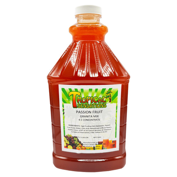 Tropical Sensations Passion Fruit Granita Slushie Mix 64 oz Bottle Non-Alcoholic Frozen Drink Mix for Slush Machines