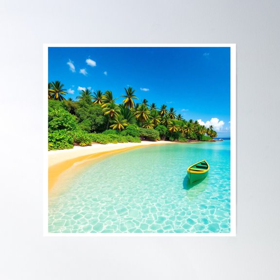 Tropical Serenity: A Vibrant Beachside Canvas Poster Wall Art, Modern Wall Decor For Living Room Bedroom, 16x24 UNFRAMED