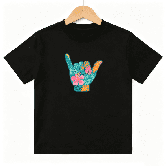 Tropical Shaka Hand Sign Aloha Boys Graphic Tees Hawaiian Beach Kids T-Shirt 100% Cotton Short Sleeve Tops Ages 4-13Y