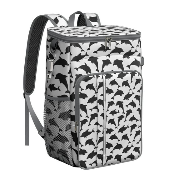 Tropical Shark Cooler Backpack - Minimalist Ocean Themed Insulated Backpack, 20L Long-Lasting Insulation for Camping, Hiking & Outdoor Adventures