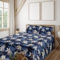 thumbnail image 1 of Ambesonne Tropical Fitted & Flat Sheet with Sham 3 Pcs Set, Aloha Hibiscus Flowers, Twin, Dark Lavender Coral White, 1 of 5