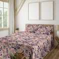 thumbnail image 1 of Ambesonne Tropical Fitted & Flat Sheet with Sham 3 Pcs Set, Japan Vibe Leaf Romance, Twin, Dark Indigo Coral Pink, 1 of 1
