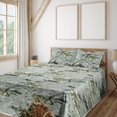 thumbnail image 1 of Tropical Sheet Set, Repeating Exotic Jungle Leaves Vintage Realistic Illustration, Fitted & Flat Sheet with Pillowcase Bedding Accent 3 Pcs Set, Twin XL, Olive Green and Pale Seafoam, by Ambesonne, 1 of 5