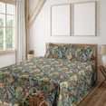 thumbnail image 1 of Ambesonne Tropical Fitted & Flat Sheet with Shams 4 Pcs Set, Overlapped Exotic Plot, Full, Pastel Brown and Grey Teal, 1 of 1