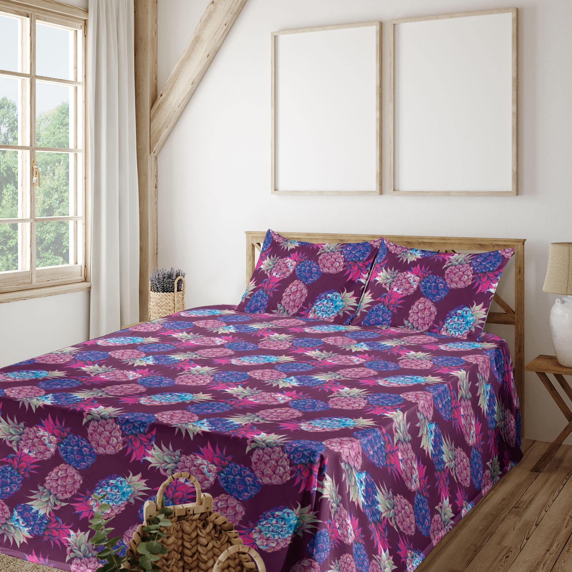 Magenta Pale Lilac Indigo Microfiber King Sheet Set