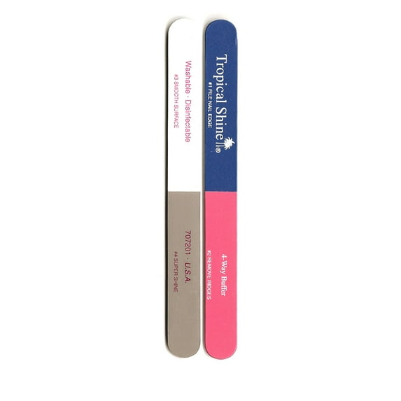 Tropical Shine Nail File Large 4-Way Buffer (Medium/Fine - Smooth/Shine) 7 1/2 in x 3/4 in Large Size