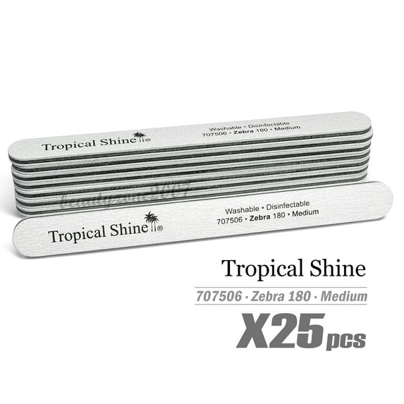 Tropical Shine Zebra Nail File 180/180 #707506 x 25 Pcs - Medium